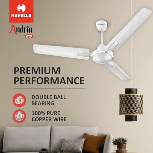 Havells 1200mm Andria Energy Saving Ceiling Fan (Pearl White, Pack of 1) - Image 5
